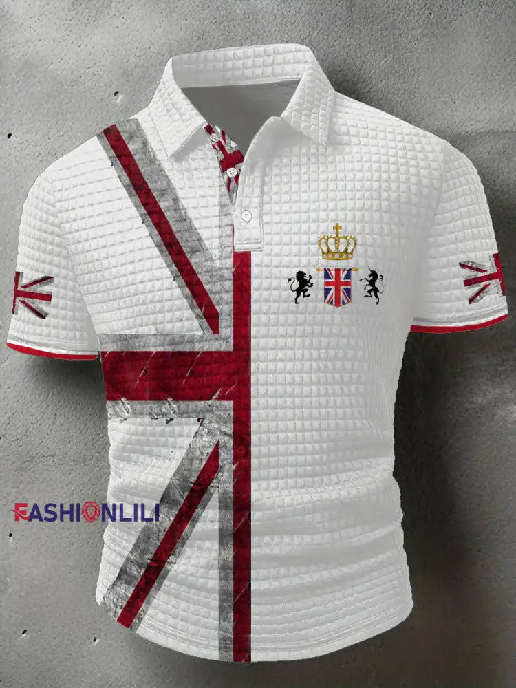 Men’s UK Flag Printed Casual Tops White / S
