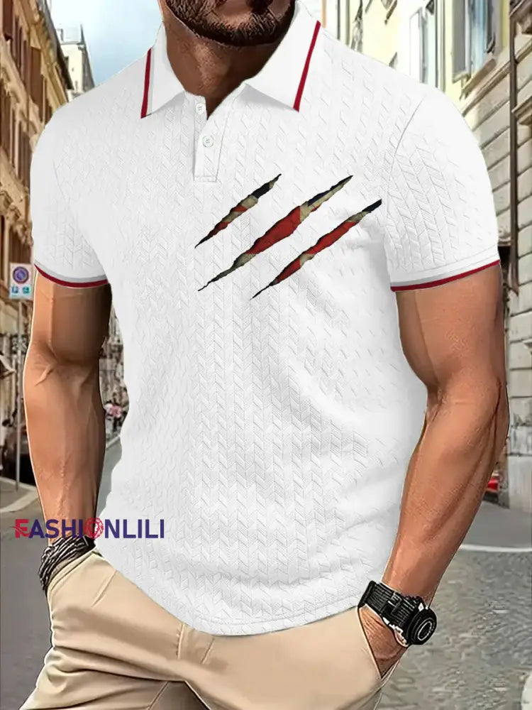 Men’s UK Flag Printed Casual Tops White / S