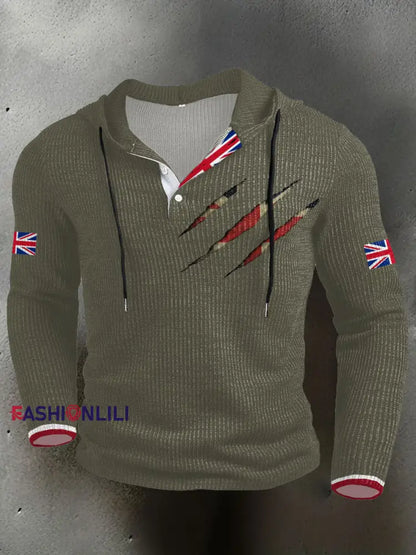 Men’s UK Flag Printed Hoodie Army Green / S