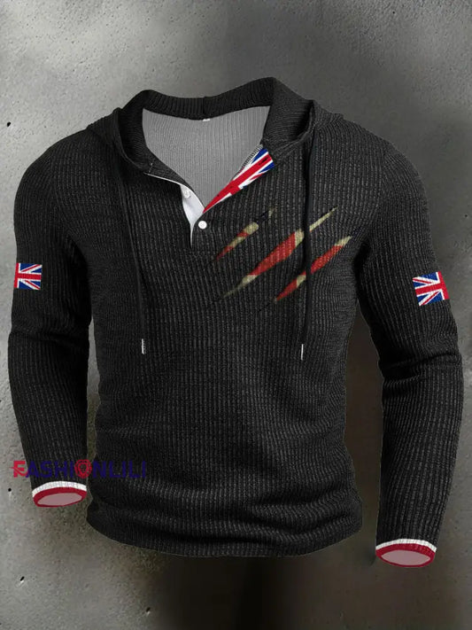 Men’s UK Flag Printed Hoodie Black / S