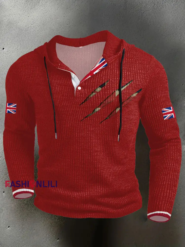 Men’s UK Flag Printed Hoodie Red / S