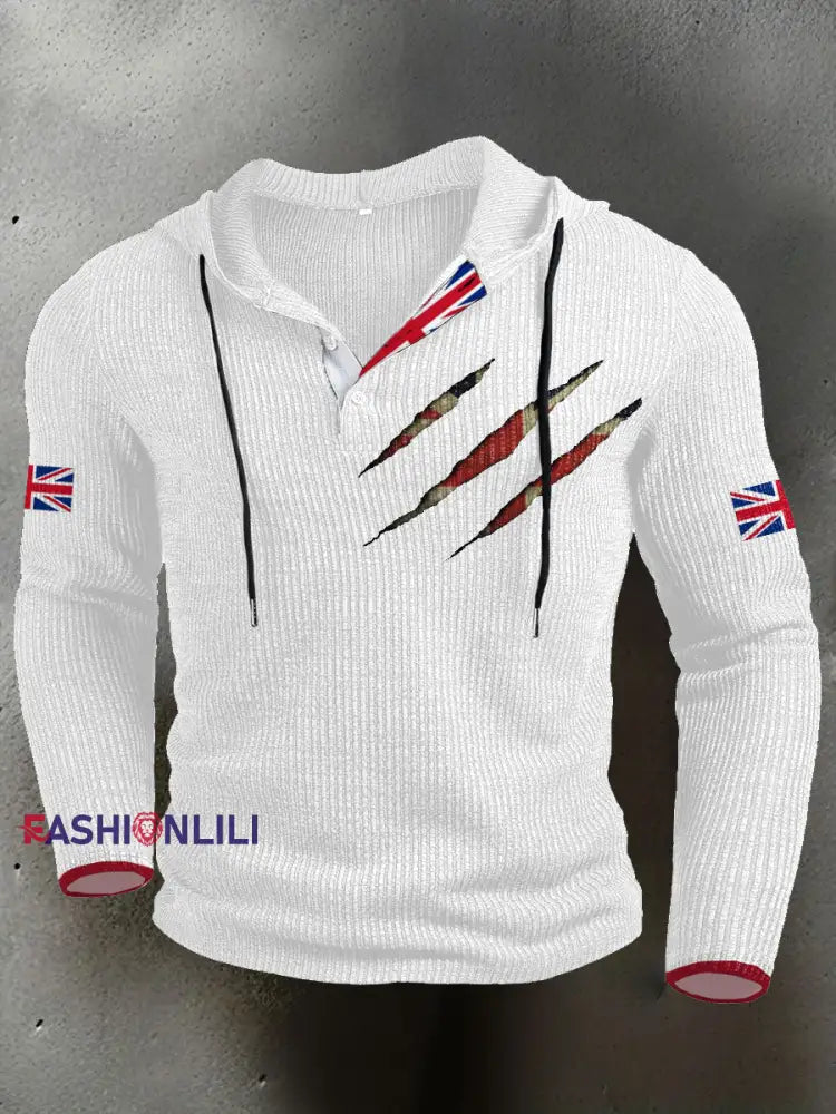 Men’s UK Flag Printed Hoodie White / S