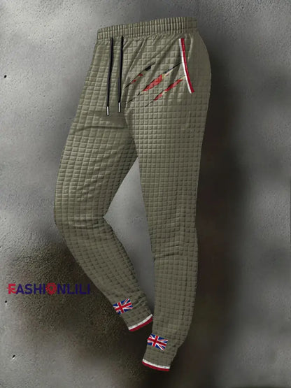 Men’s UK Flag Printed Long Pants Army Green / S