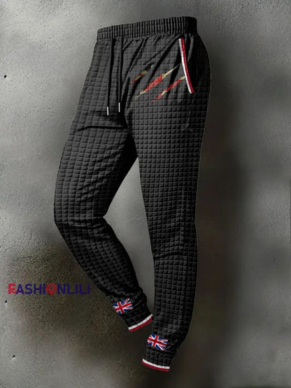Men’s UK Flag Printed Long Pants Black / S