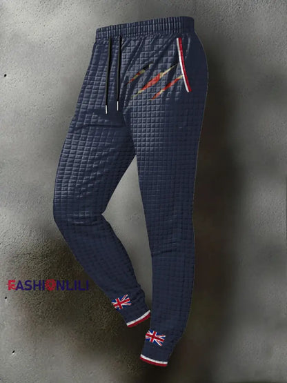 Men’s UK Flag Printed Long Pants Navy Blue / S