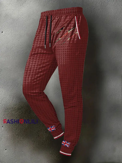 Men’s UK Flag Printed Long Pants Red / S