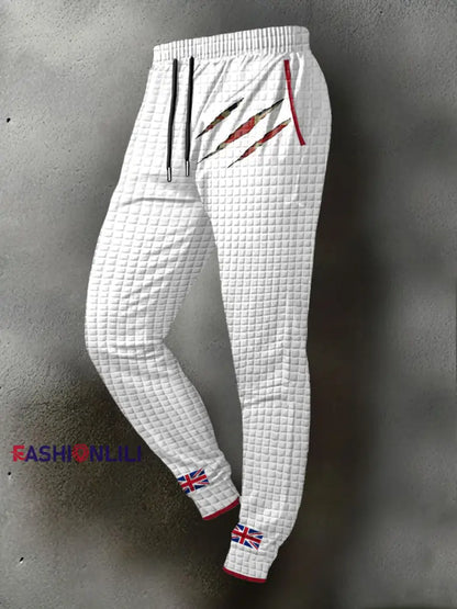 Men’s UK Flag Printed Long Pants White / S