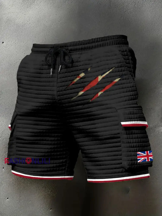 Men’s UK Flag Printed Shorts Black / S