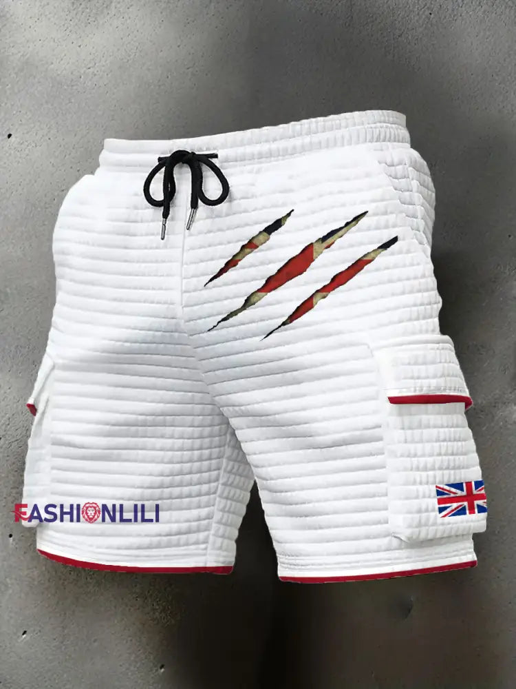 Men’s UK Flag Printed Shorts White / S