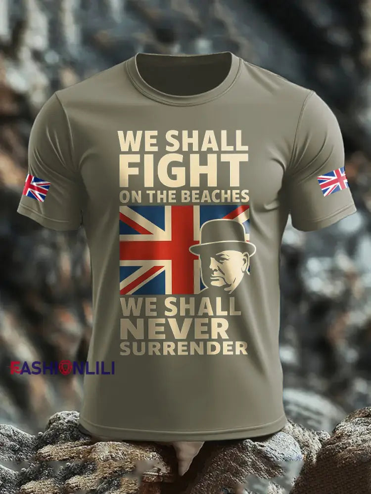 Men’s UK Flag Printed T shirt Army Green / S
