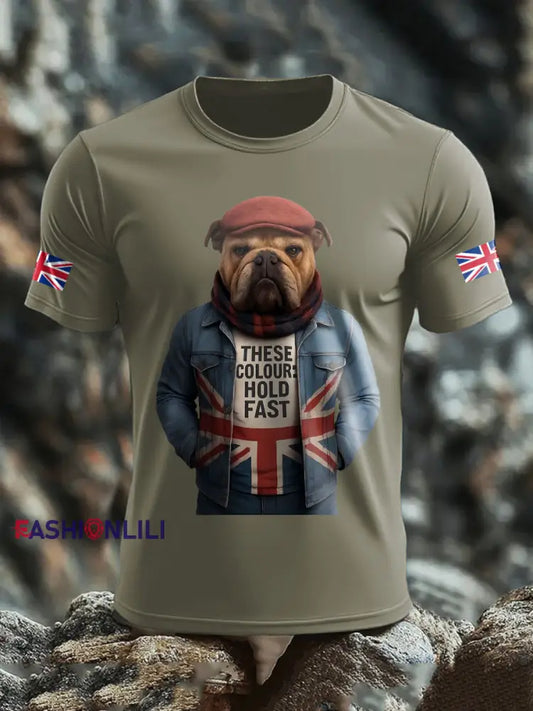 Men’s UK Flag Printed T shirt Army Green / S
