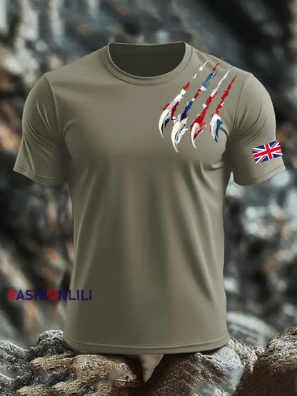 Men’s UK Flag Printed T-shirt Army Green / S