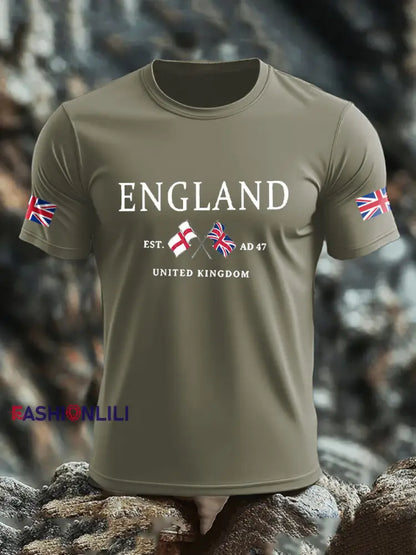 Men’s UK Flag Printed T-shirt Army Green / S