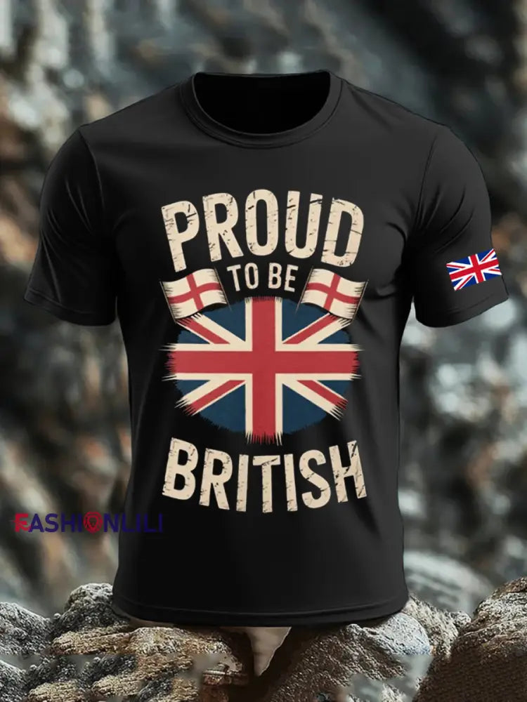 Men’s UK Flag Printed T-shirt Black / S