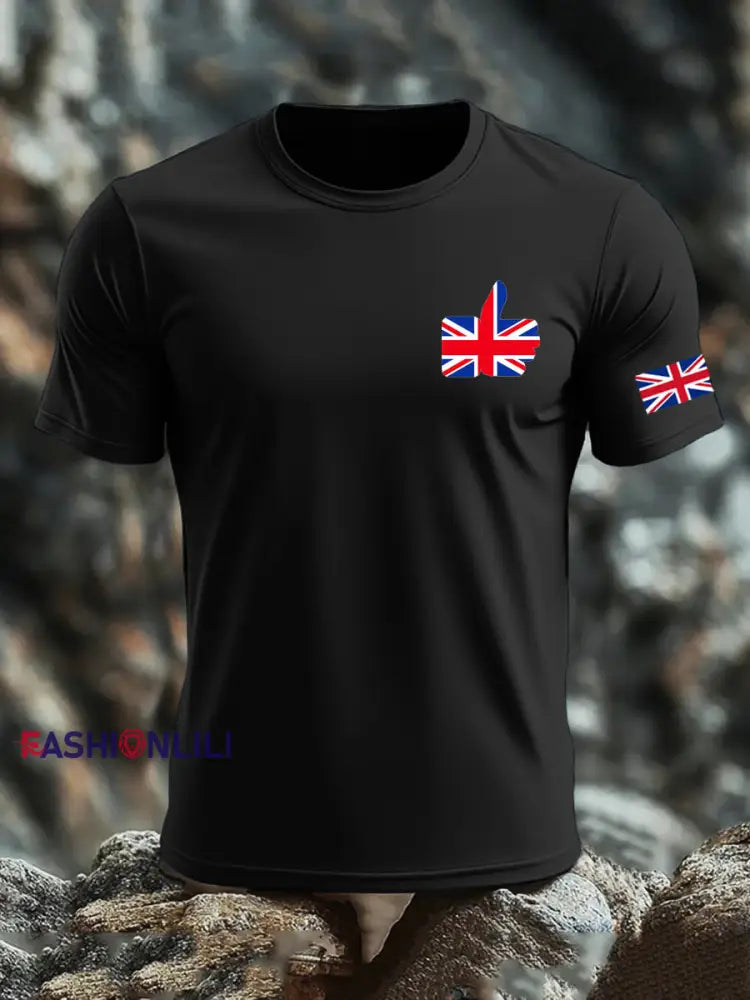 Men’s UK Flag Printed T-shirt Black / S