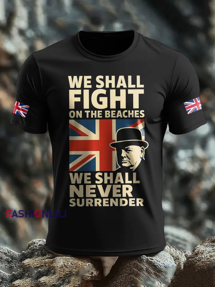 Men’s UK Flag Printed T shirt Black / S