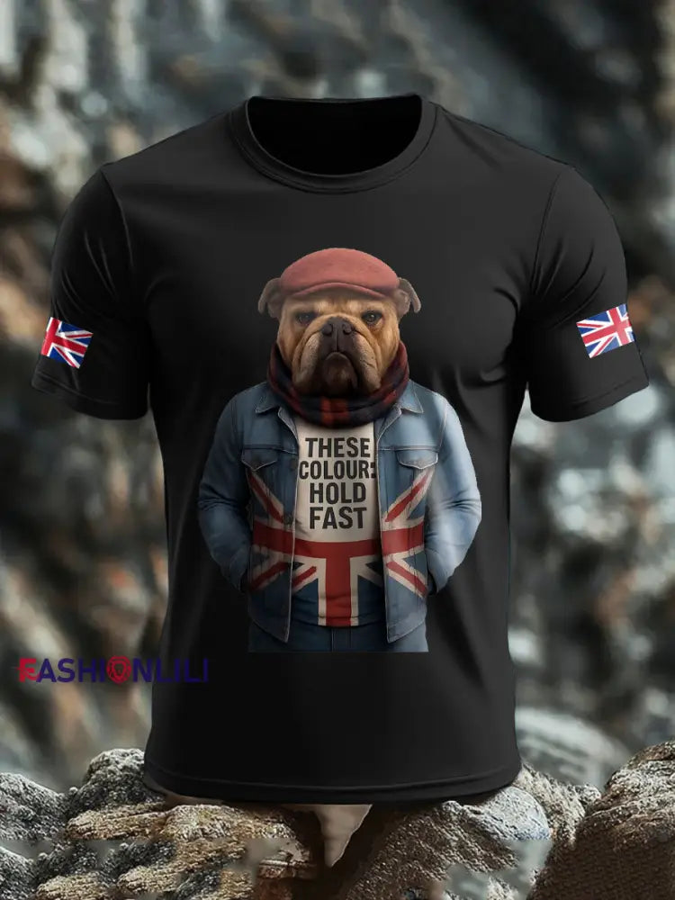 Men’s UK Flag Printed T shirt Black / S