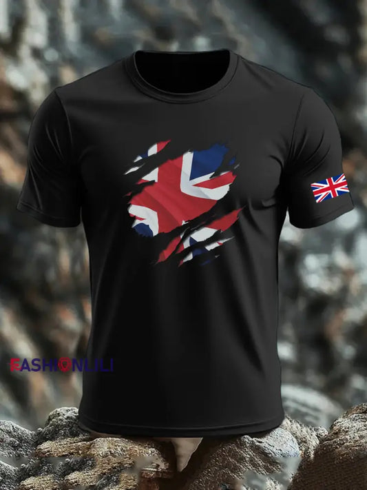 Men’s UK Flag Printed T-shirt Black / S