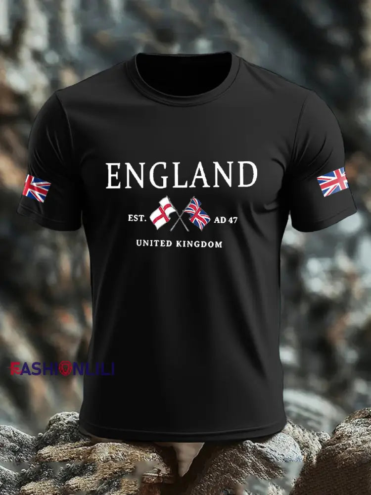 Men’s UK Flag Printed T-shirt Black / S