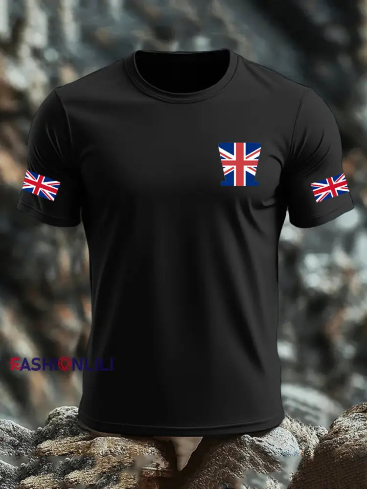 Men’s UK Flag Printed T-shirt Black / S