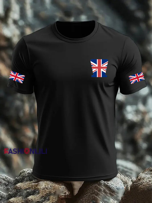 Men’s UK Flag Printed T-shirt Black / S