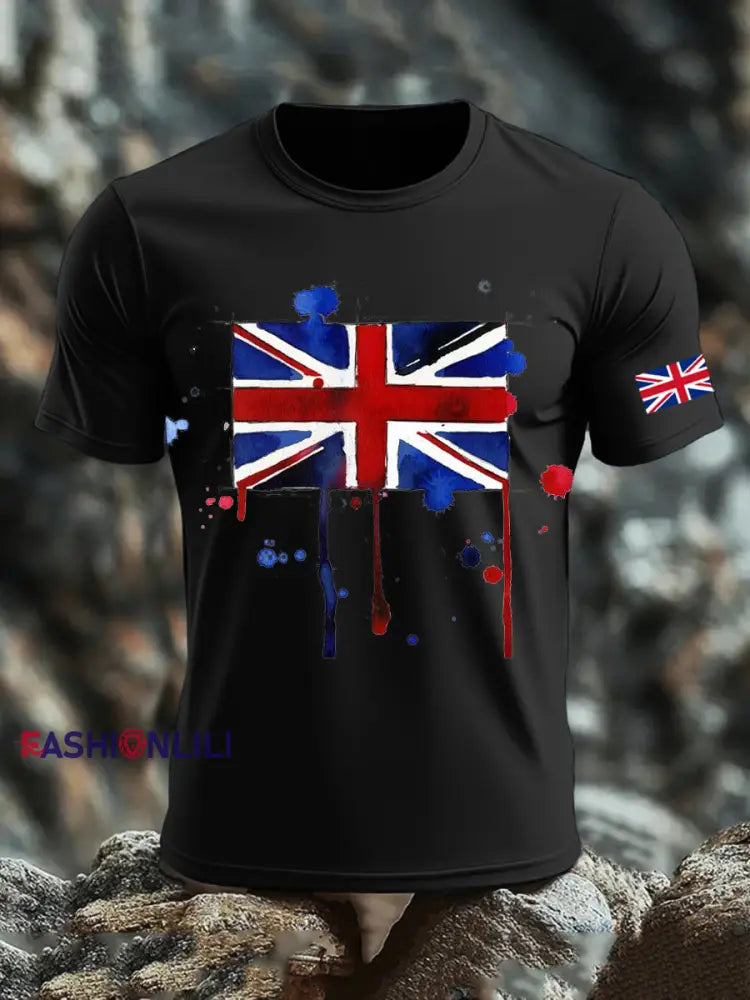 Men’s UK Flag Printed T-shirt Black / S