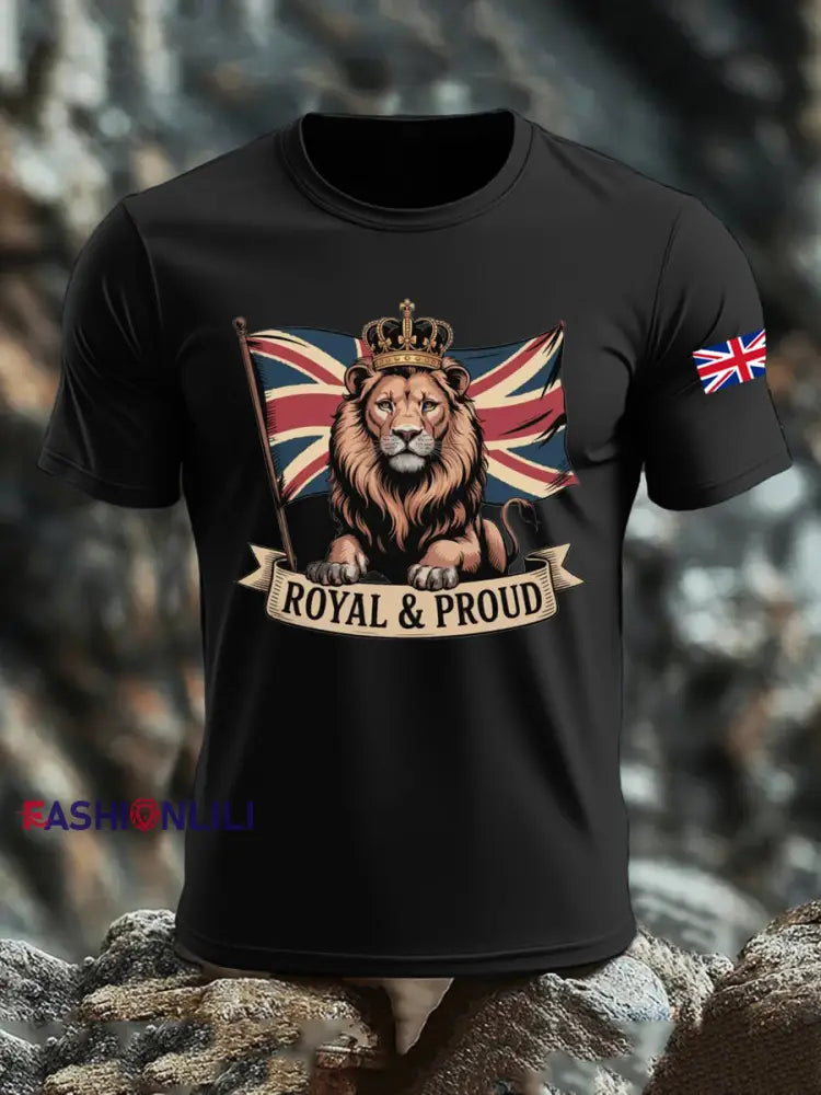 Men’s UK Flag Printed T-shirt Black / S