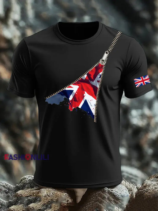 Men’s UK Flag Printed T shirt Black / S