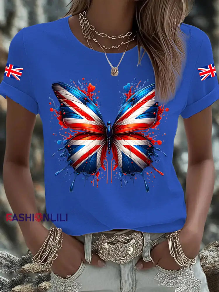 Men’s UK Flag Printed T shirt Blue / S