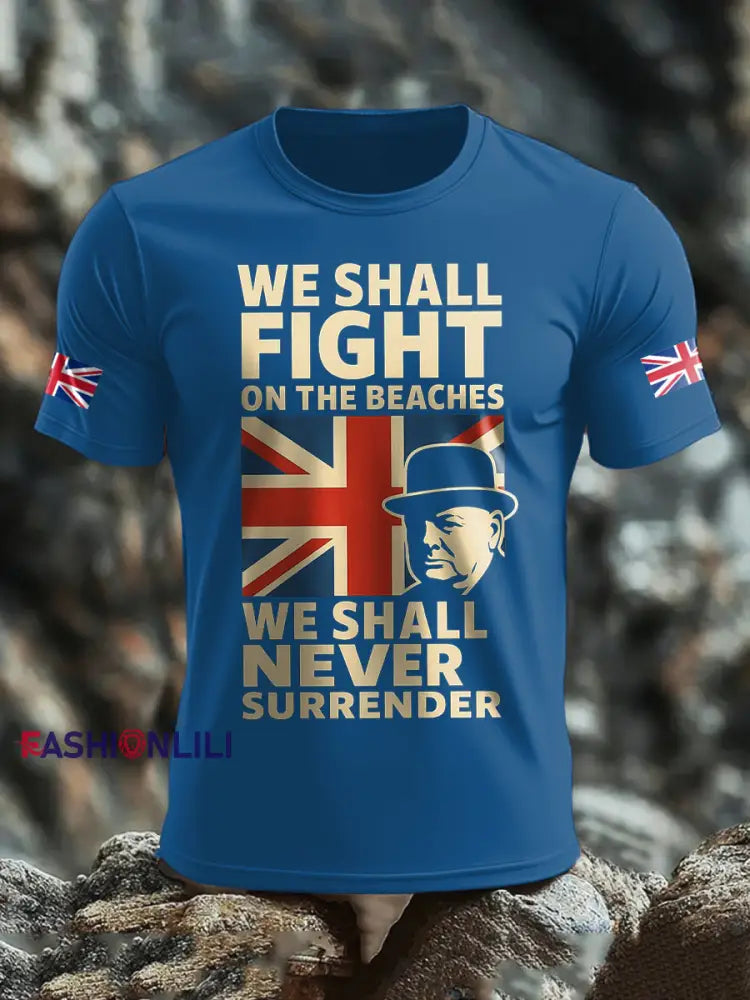 Men’s UK Flag Printed T shirt Blue / S