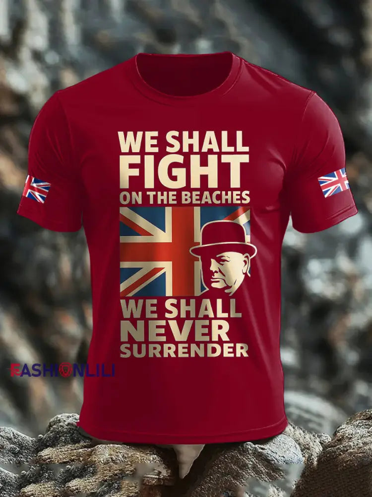 Men’s UK Flag Printed T shirt Deep Red / S
