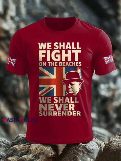 Men’s UK Flag Printed T shirt Deep Red / S