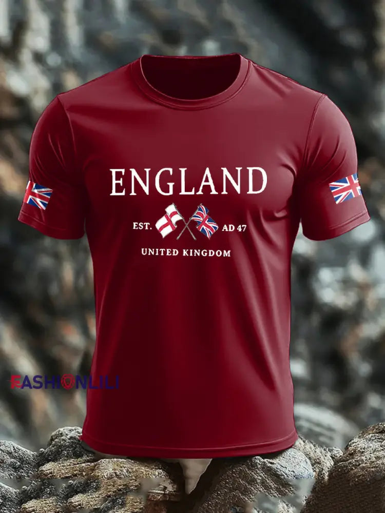 Men’s UK Flag Printed T-shirt Deep Red / S