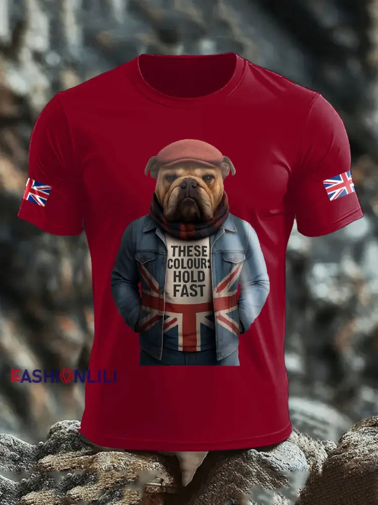 Men’s UK Flag Printed T shirt Deep Red / S