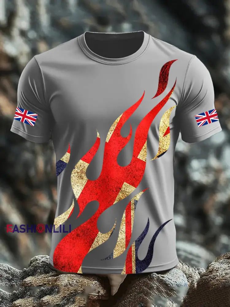 Men’s UK Flag Printed T-shirt Gray / S