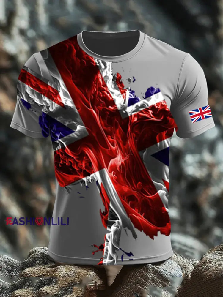 Men’s UK Flag Printed T-shirt Gray / S