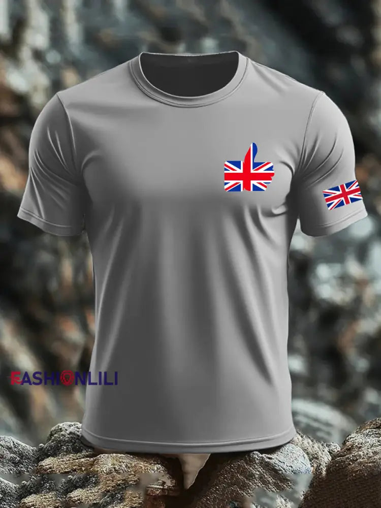 Men’s UK Flag Printed T-shirt Gray / S