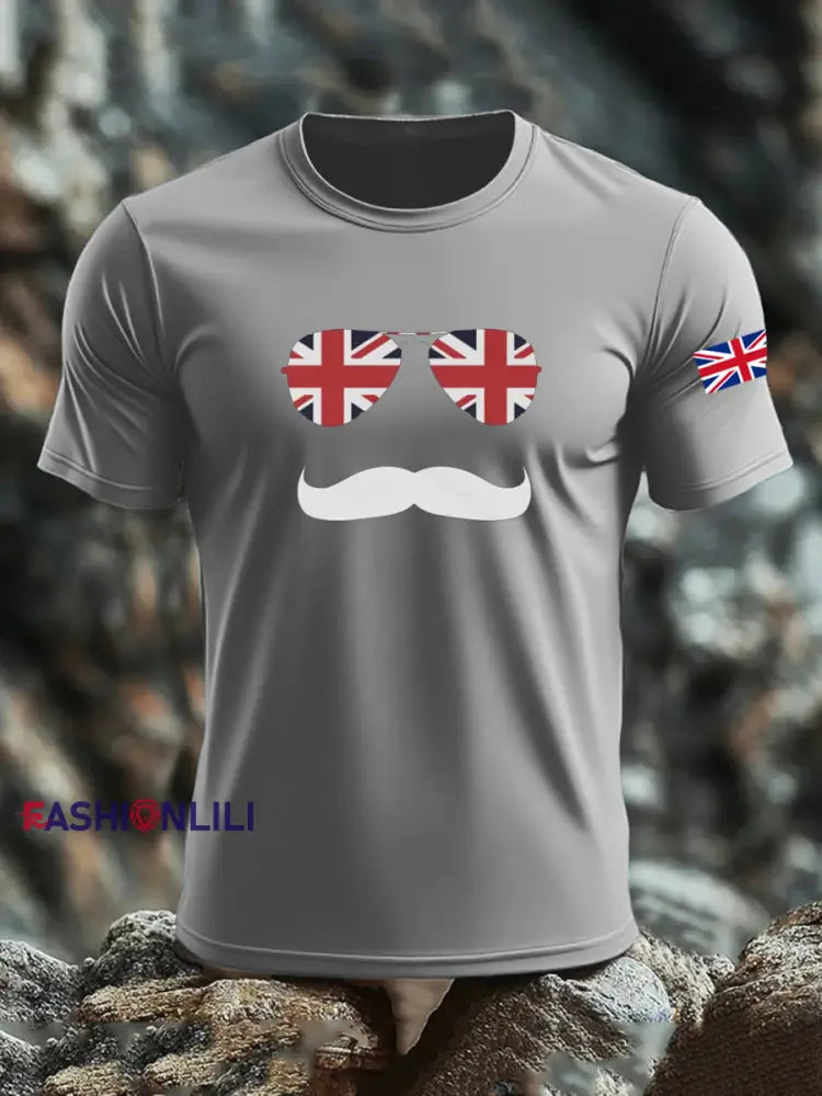 Men’s UK Flag Printed T-shirt Gray / S