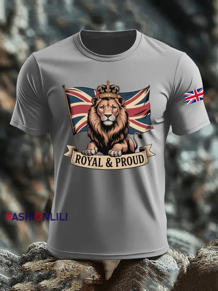 Men’s UK Flag Printed T-shirt Gray / S