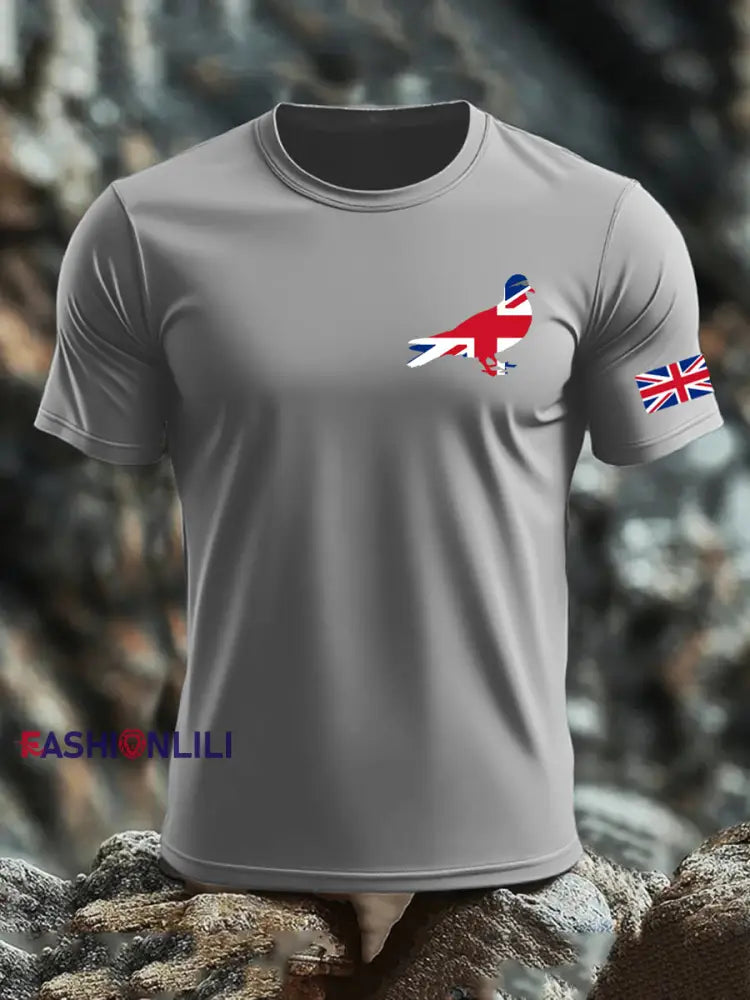 Men’s UK Flag Printed T-shirt Gray / S