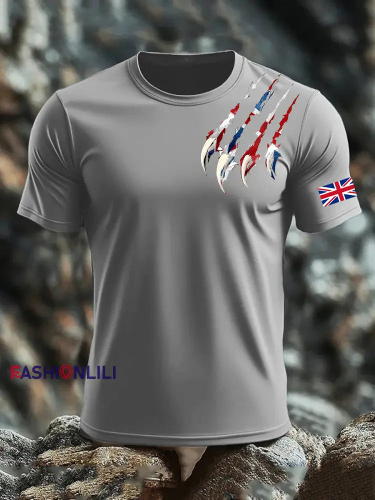 Men’s UK Flag Printed T-shirt Gray / S