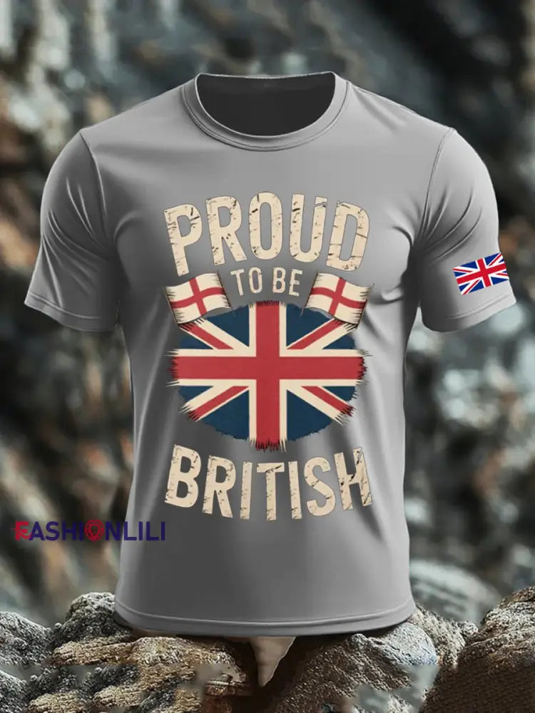 Men’s UK Flag Printed T-shirt Gray / S