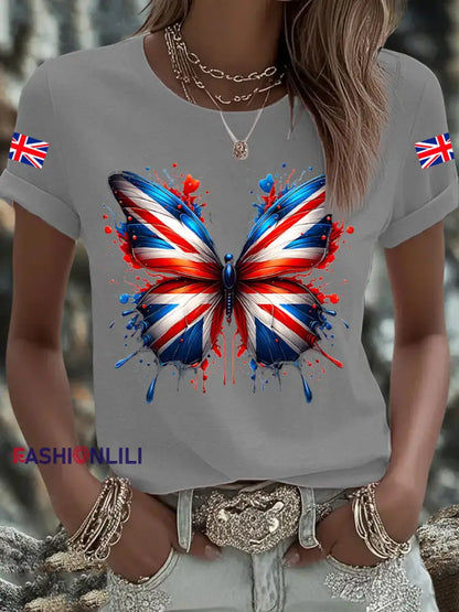 Men’s UK Flag Printed T shirt Light Gray / S