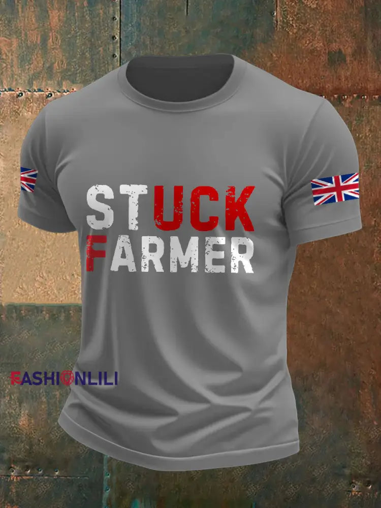 Men’s UK Flag Printed T-shirt Light Gray / S