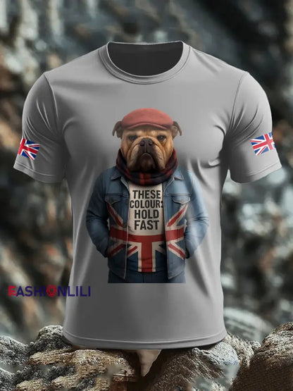 Men’s UK Flag Printed T shirt Light Gray / S