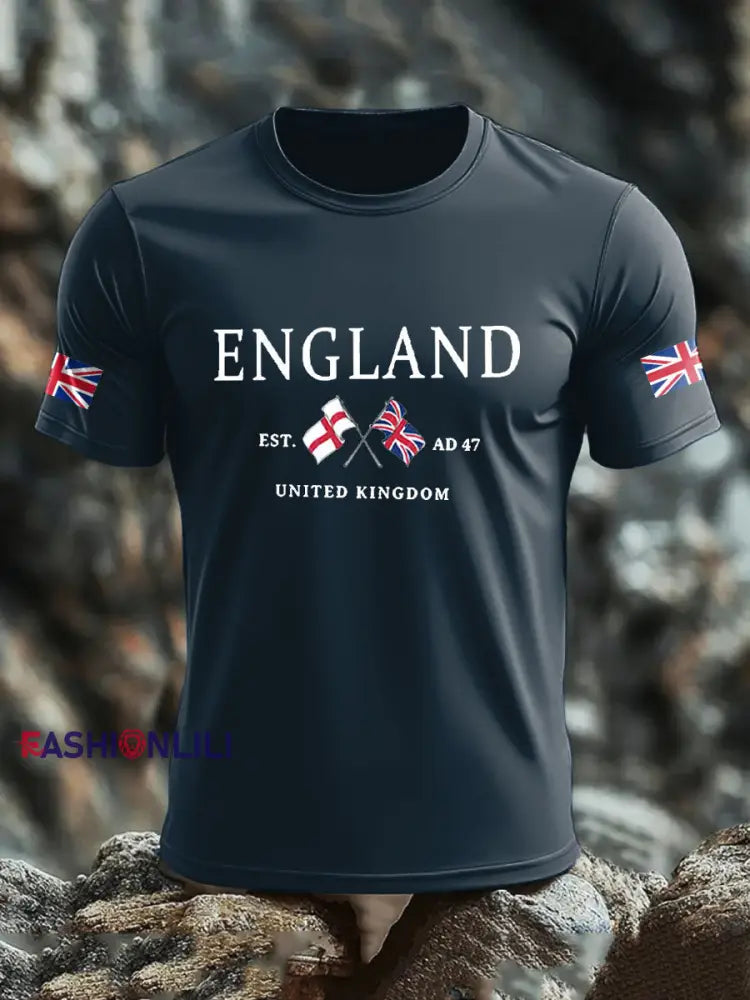 Men’s UK Flag Printed T-shirt Navy Blue / S