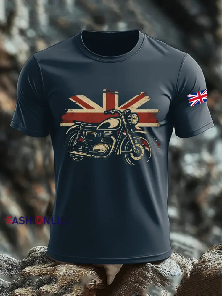 Men’s UK Flag Printed T-shirt Navy Blue / S