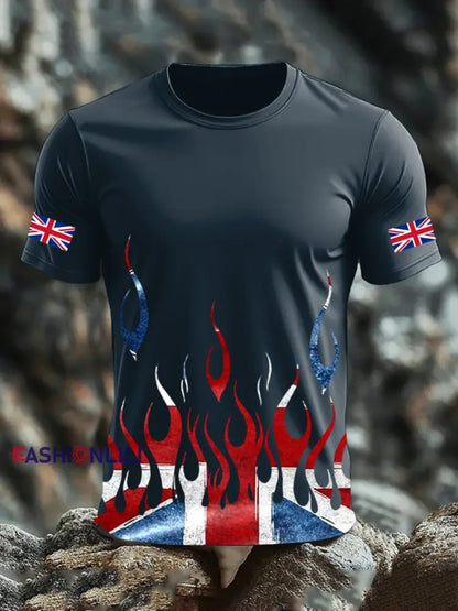 Men’s UK Flag Printed T-shirt Navy Blue / S