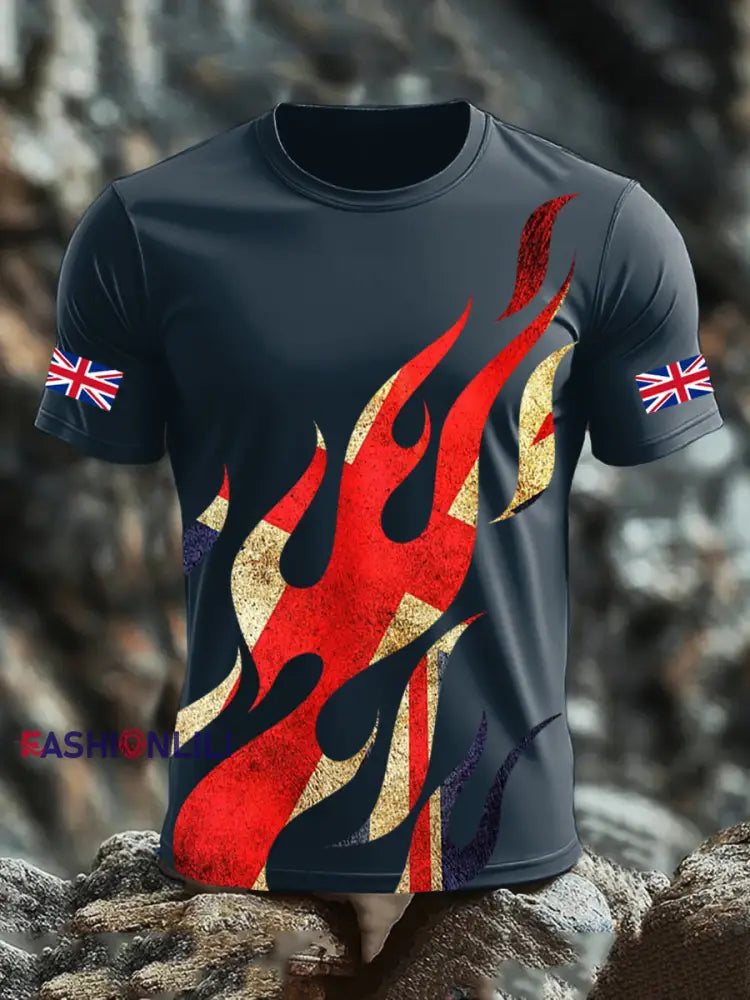 Men’s UK Flag Printed T-shirt Navy Blue / S