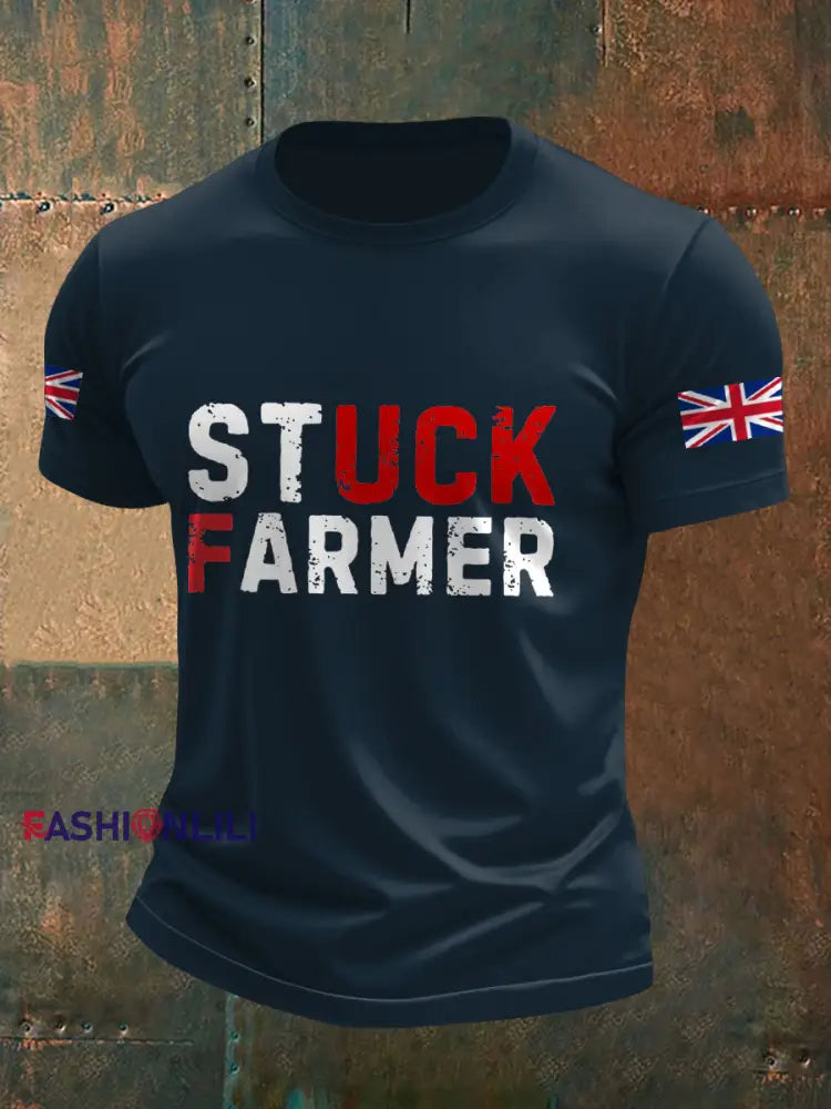 Men’s UK Flag Printed T-shirt Navy Blue / S